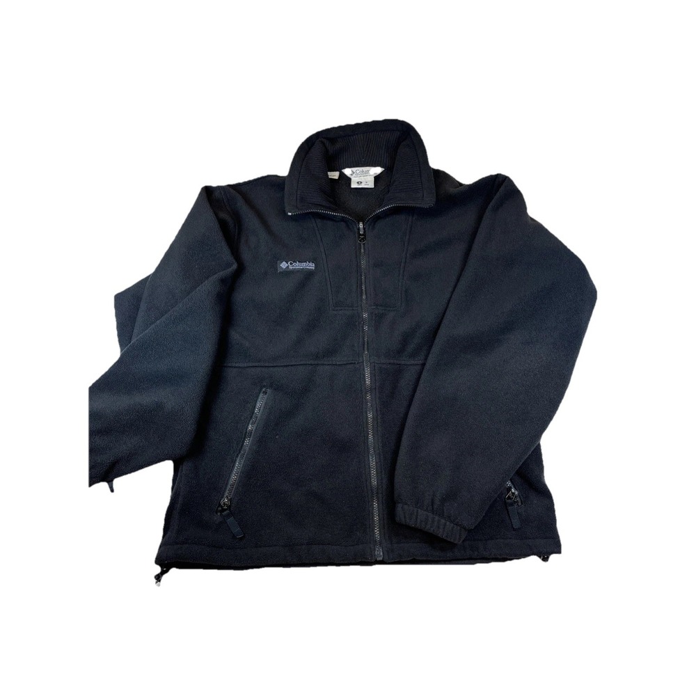 Columbia Mens Full Zip Fleece Jacket Black Mock Neck Small
